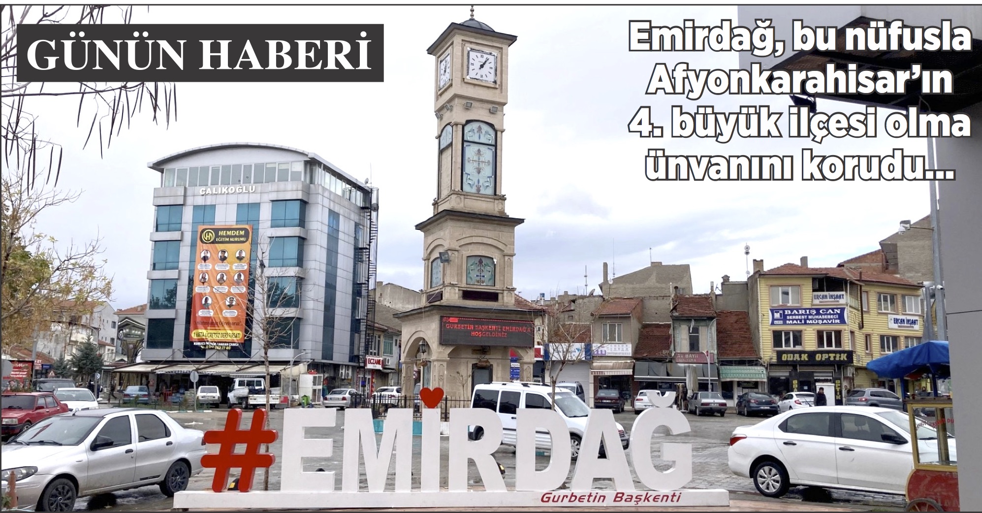 EMİRDAĞ’IN MERKEZ NÜFUSU 542 KİŞİ ARTARAK 23451 OLDU