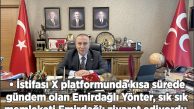 EMİRDAĞLI YÖNTER, GÖREVİNDEN İSTİFA ETTİ!