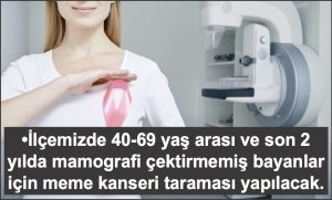 20-30 NİSAN ARASI MEME KANSERİ TARAMASI